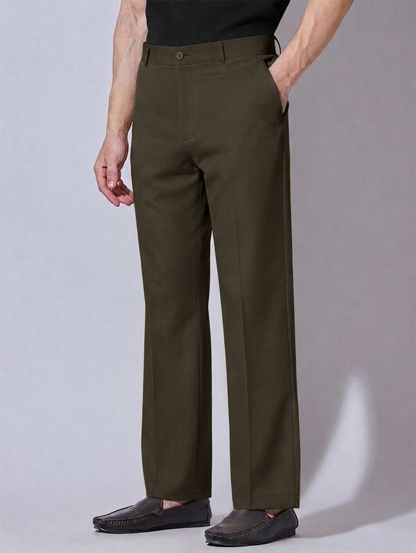 Men Solid Mid Rise Regular Fit Formal Trouser - 22696697 -  Standard Image - 2