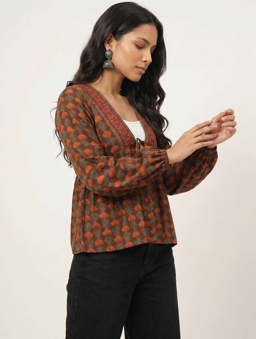 Women Printed Long Sleeves Flared Tunic - 22696733 -  Standard Image - 2