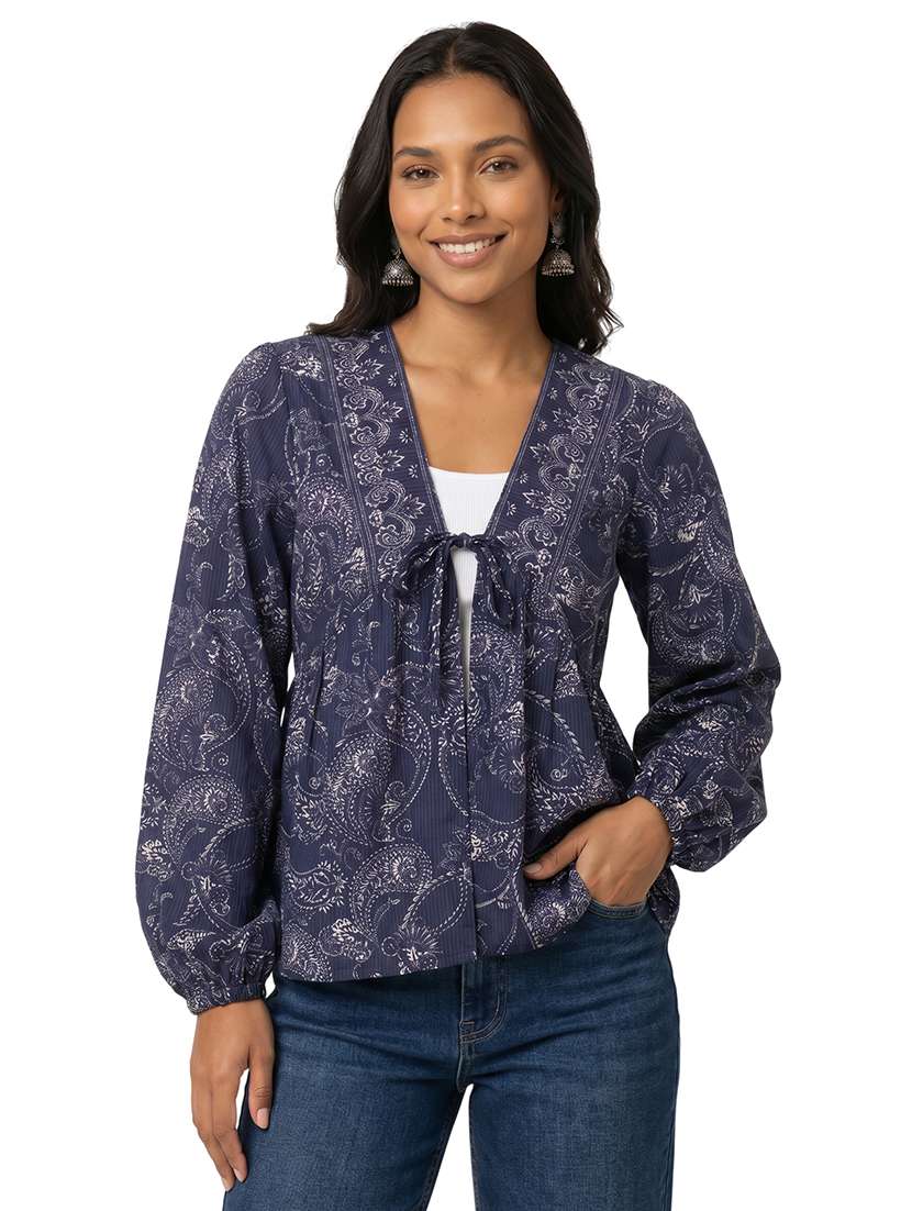 Women Printed Long Sleeves Flared Tunic - 22696735 -  Standard Image - 2
