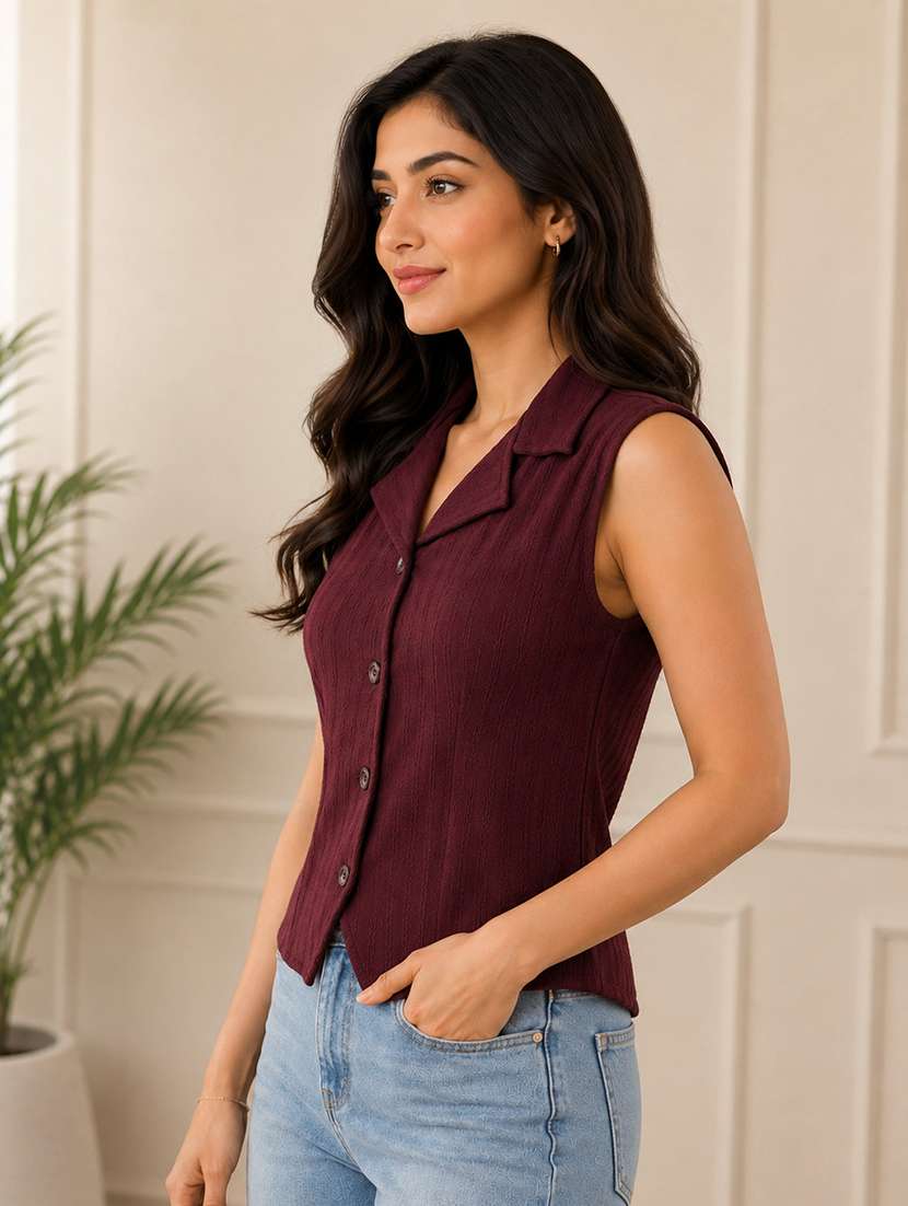 Women Self Design Sleeveless Regular Top - 22696923 -  Standard Image - 2
