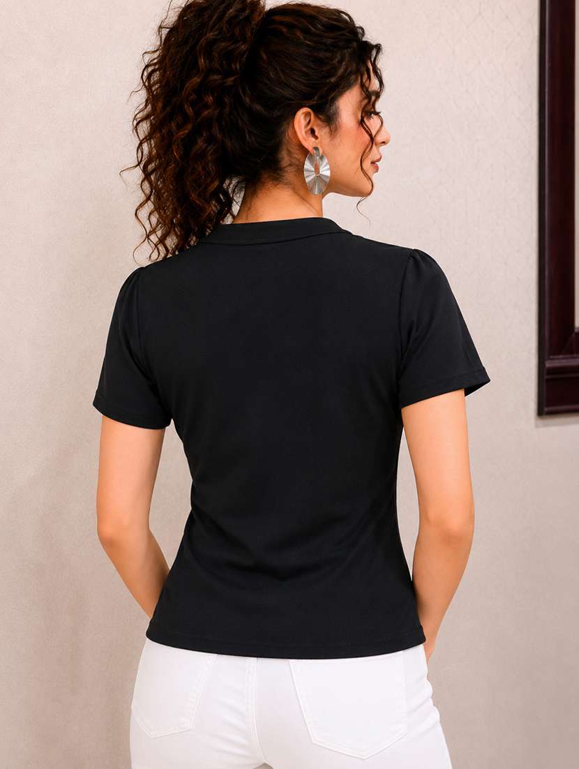 Women Solid Short Sleeves Regular Top - 22696958 -  Standard Image - 2