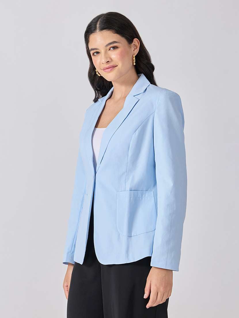 Women Solid Long Sleeves Single Breasted Blazer - 22697077 -  Standard Image - 2