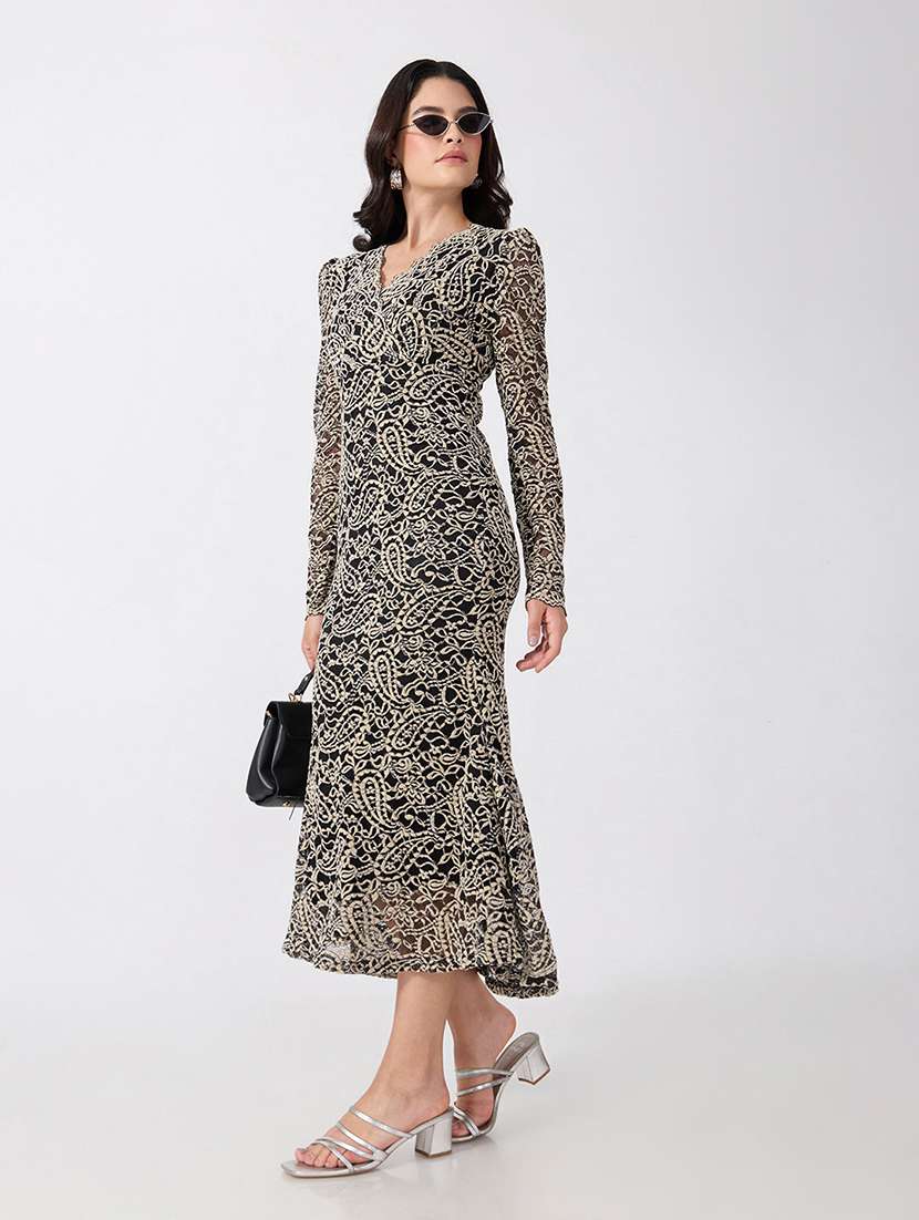 Women Self Design Long Sleeves Sheath Dress - 22697090 -  Standard Image - 2
