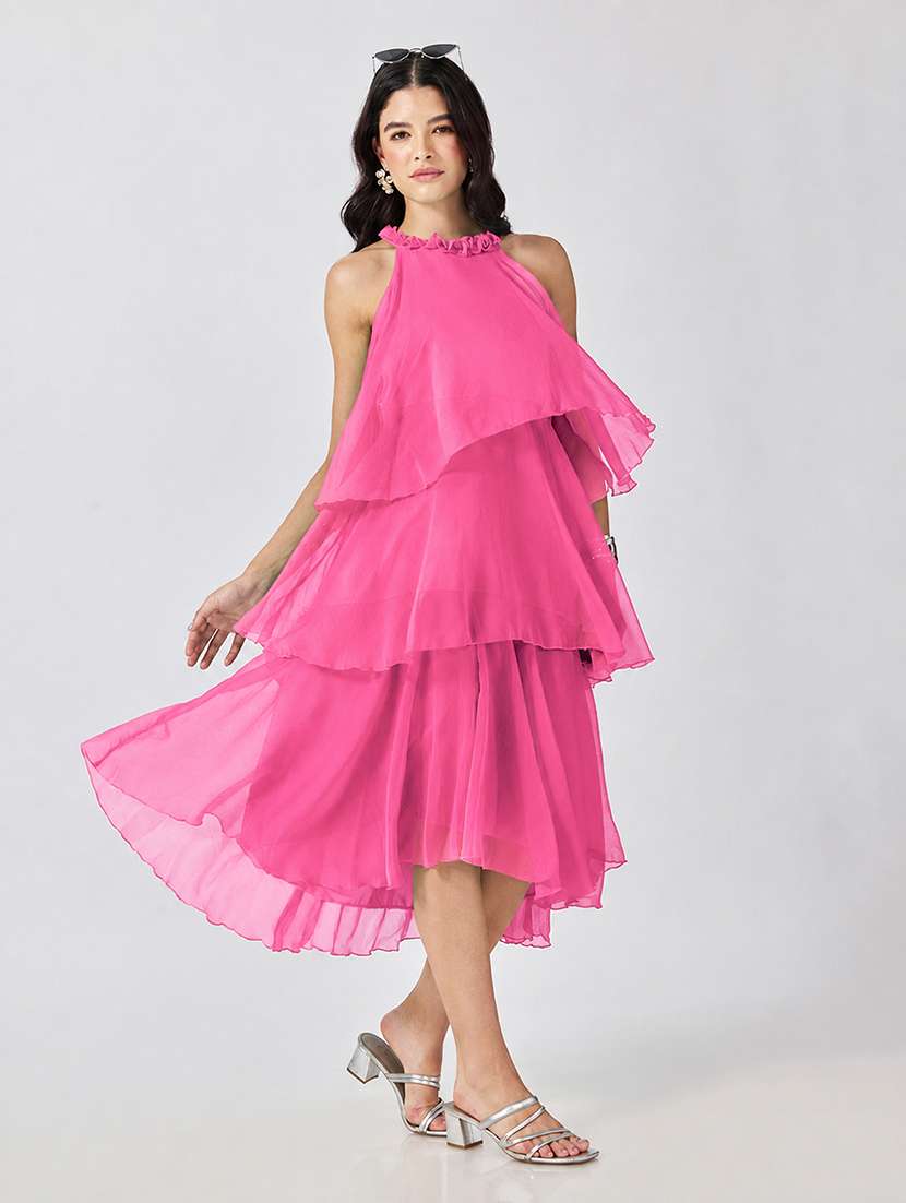 Women Solid Sleeveless Layered Dress - 22697095 -  Standard Image - 2