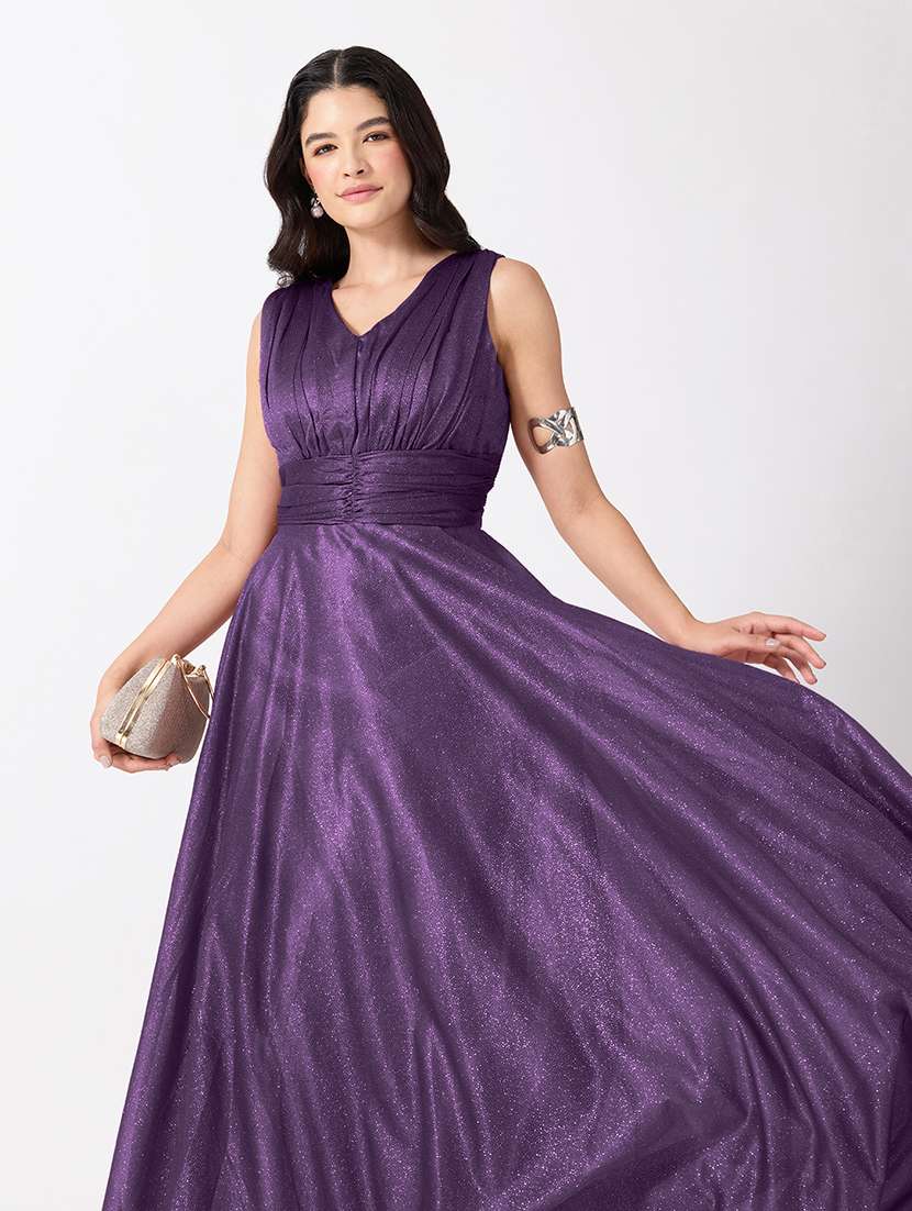 Women Self Design Sleeveless Fit And Flare Gown - 22697109 -  Standard Image - 2