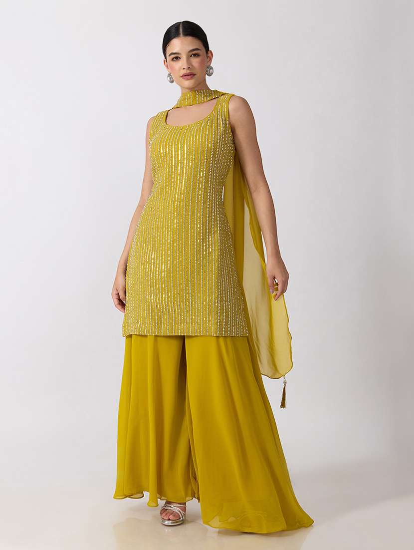 Women Embellished Sleeveless Kurta Palazzo Set With Dupatta - 22697185 -  Standard Image - 2