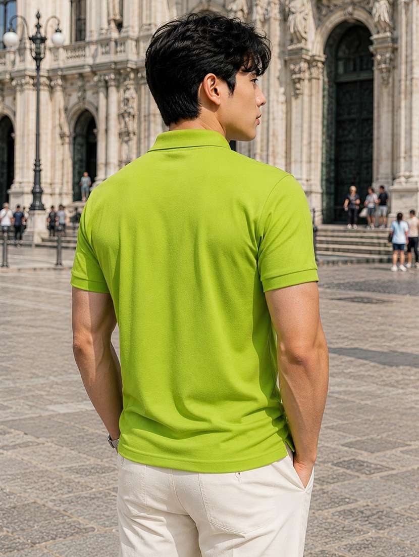 Men Solid Short Sleeve Regular Fit Polo T-shirt - 22697897 -  Standard Image - 2