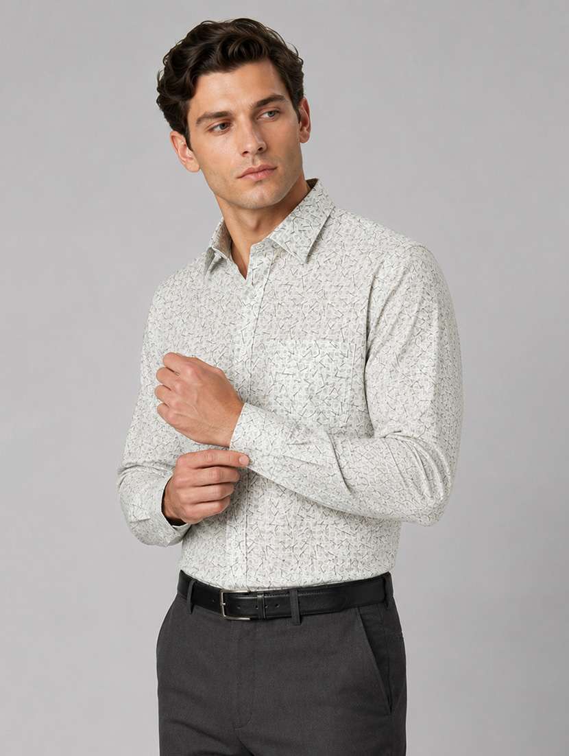 Men Printed Long Sleeve Slim Fit Formal Shirt - 22697991 -  Standard Image - 2