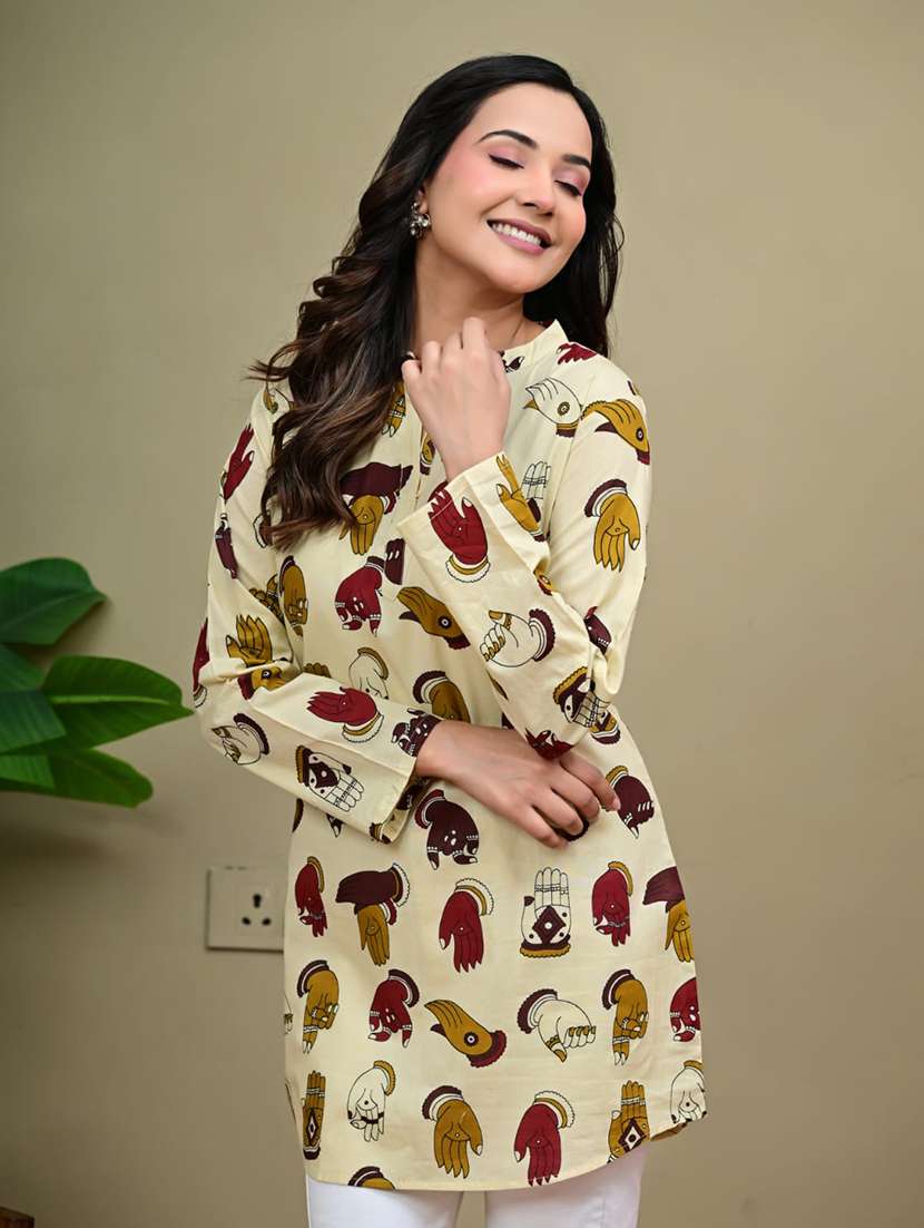Women Printed Long Sleeves Straight Kurti - 22698792 -  Standard Image - 2