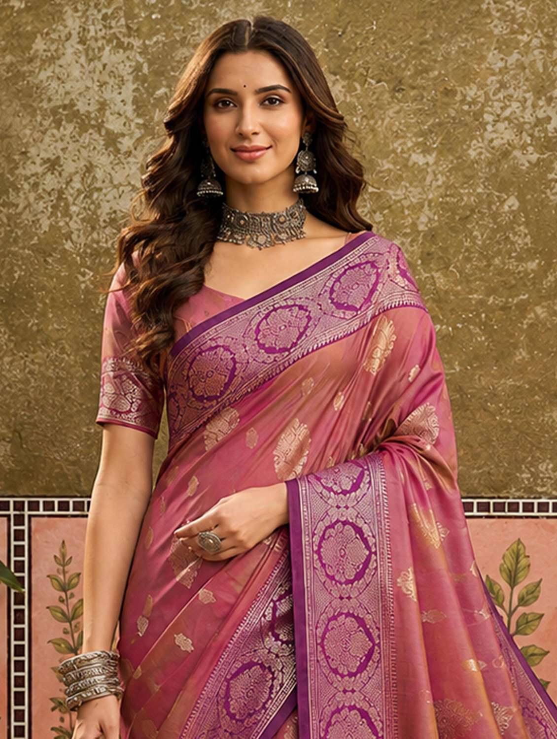Women Self Design Banarasi Saree With Blouse - 22698832 -  Standard Image - 2