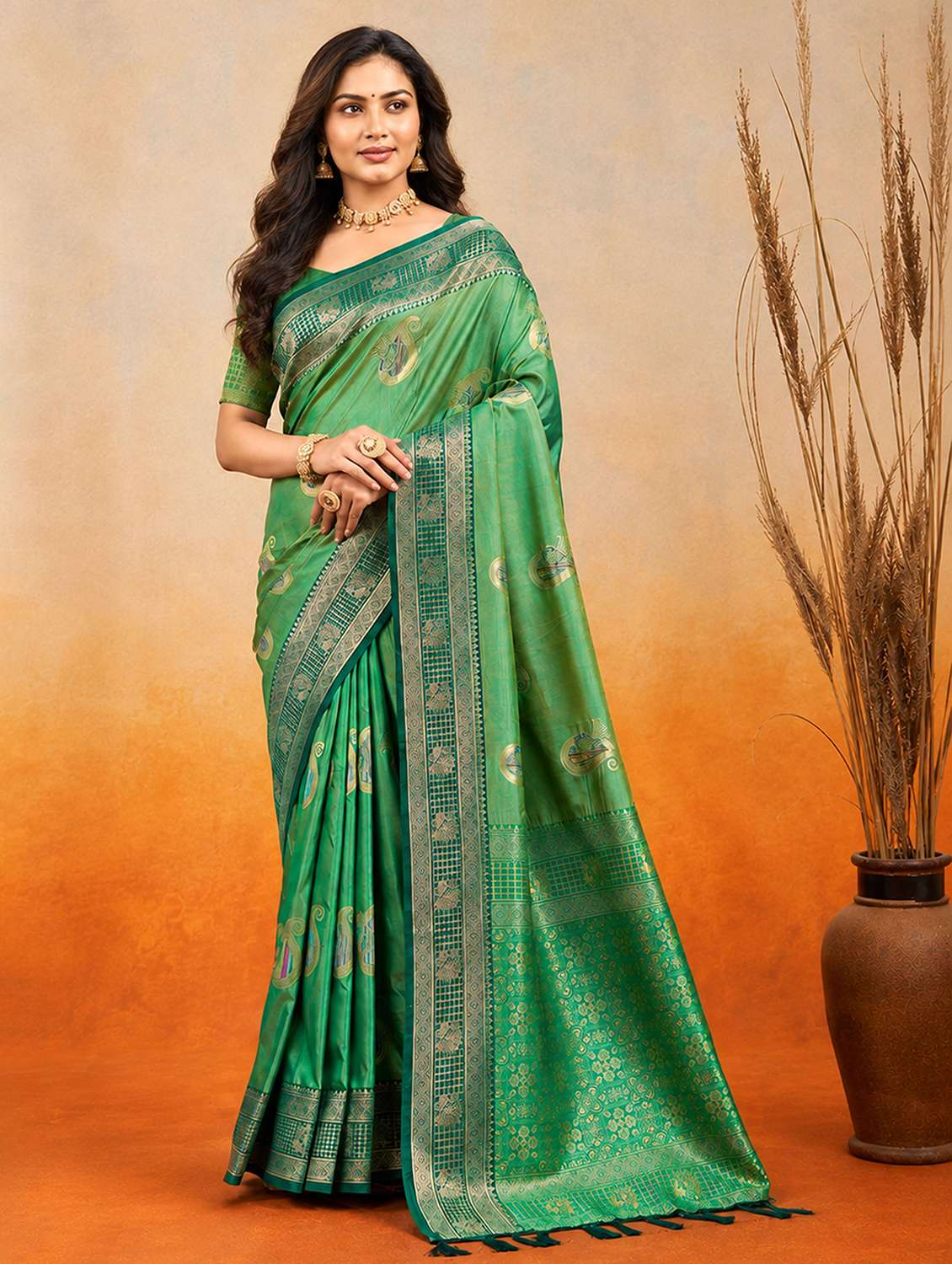 women self design banarasi saree with blouse