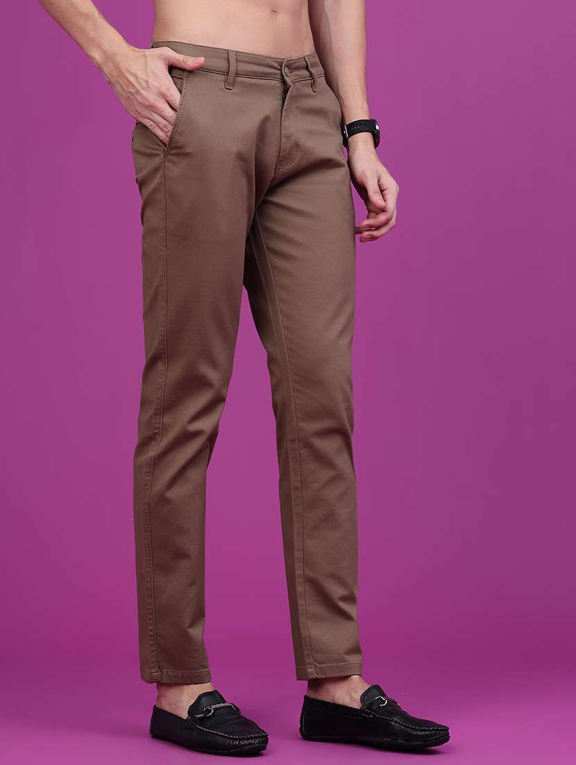 Men Solid Mid Rise Chinos Casual Trouser - 22699141 -  Standard Image - 2