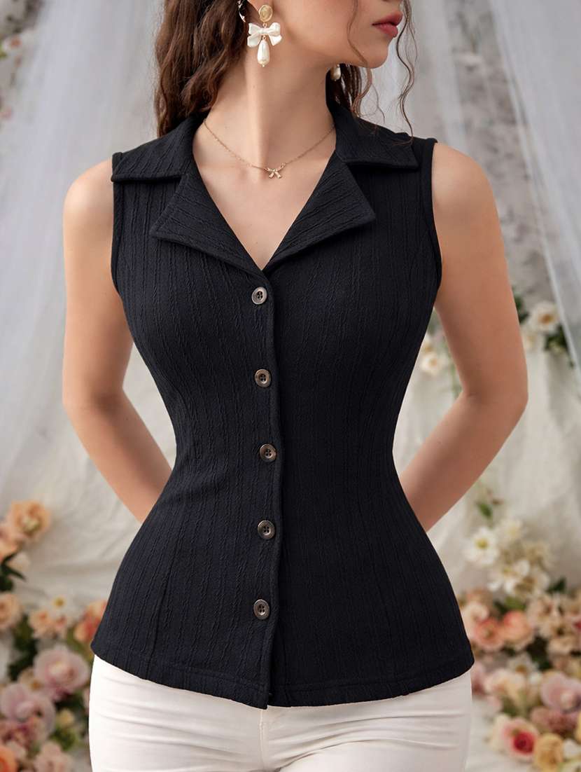 Women Self Design Sleeveless Regular Top - 22699272 -  Standard Image - 2