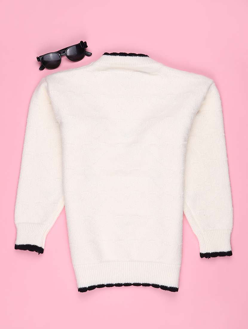 Girls Self Design Long Sleeves Regular Sweater - 22699490 -  Standard Image - 2