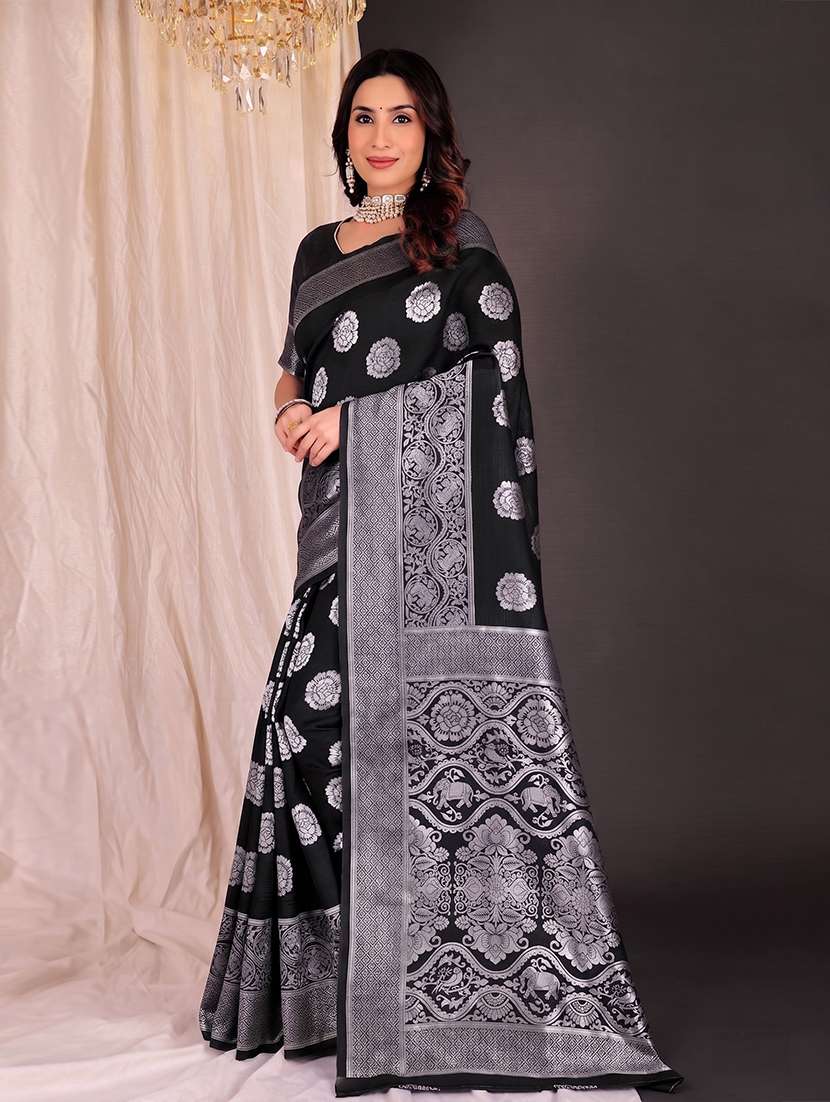 Women Self Design Banarasi Saree With Blouse - 22700695 -  Standard Image - 2