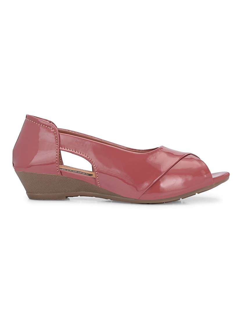 Women Solid Slip On Peep Toe Ballerina - 22701027 -  Standard Image - 2