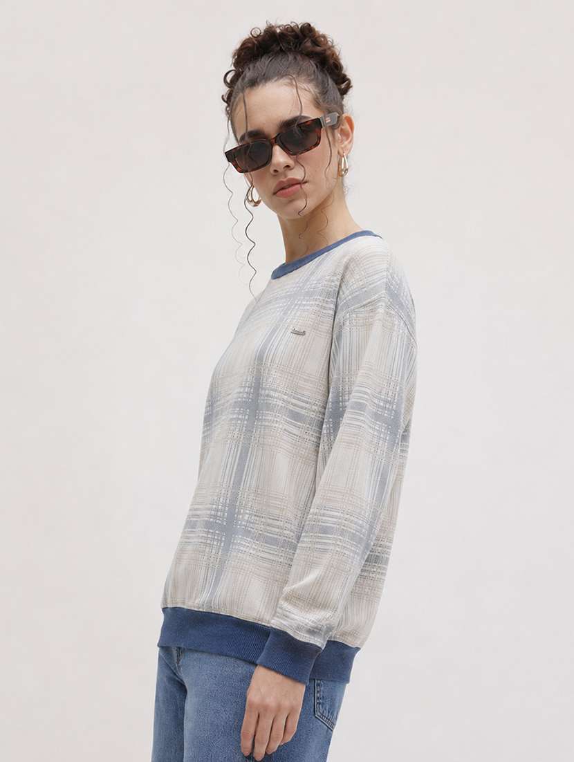 Women Checkered Long Sleeve Pullover - 22701533 -  Standard Image - 2