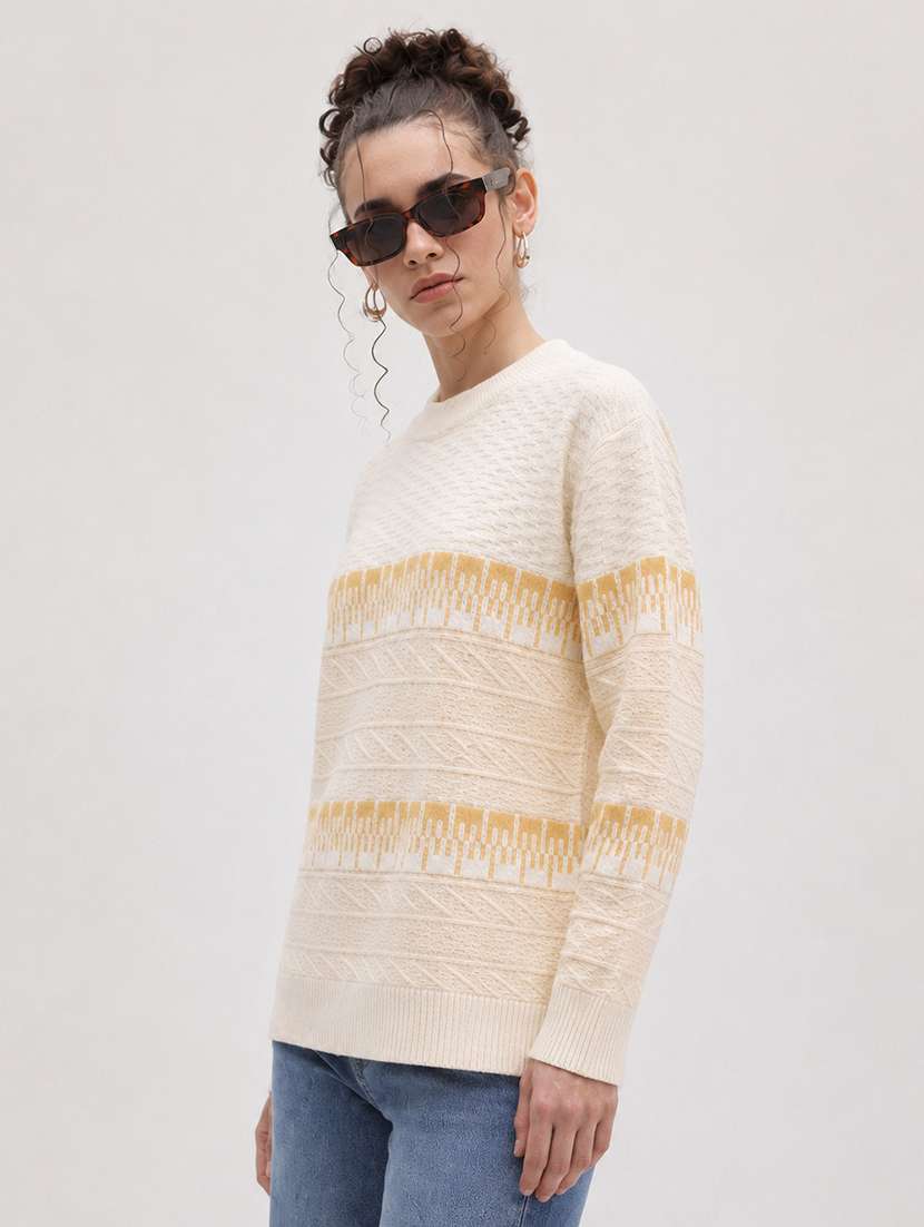 Women Self Design Long Sleeve Pullover - 22701540 -  Standard Image - 2