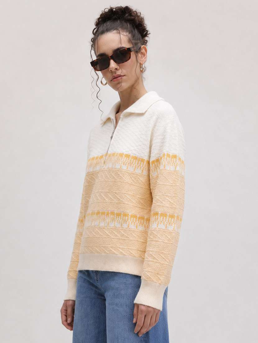 Women Self Design Long Sleeve Pullover - 22701547 -  Standard Image - 2