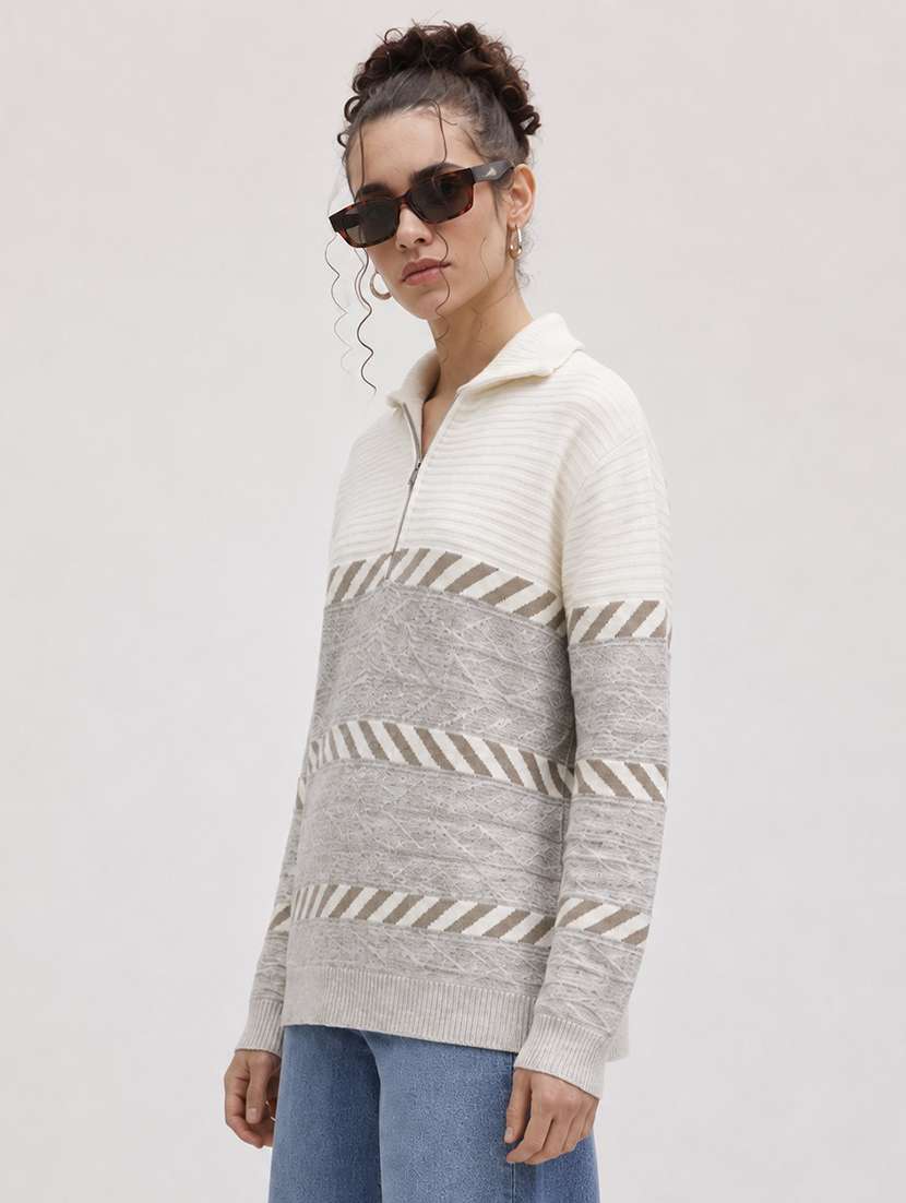 Women Self Design Long Sleeve Pullover - 22701549 -  Standard Image - 2