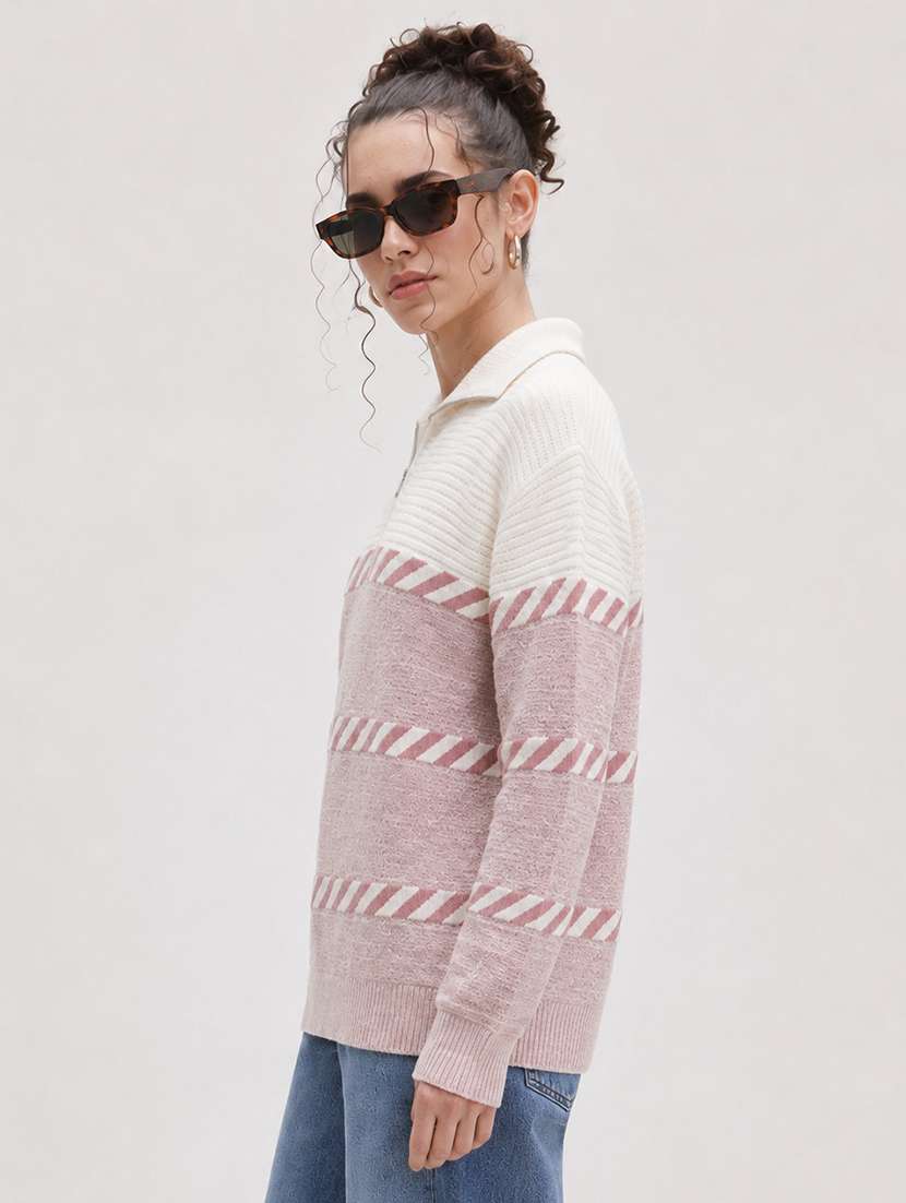 Women Self Design Long Sleeve Pullover - 22701550 -  Standard Image - 2