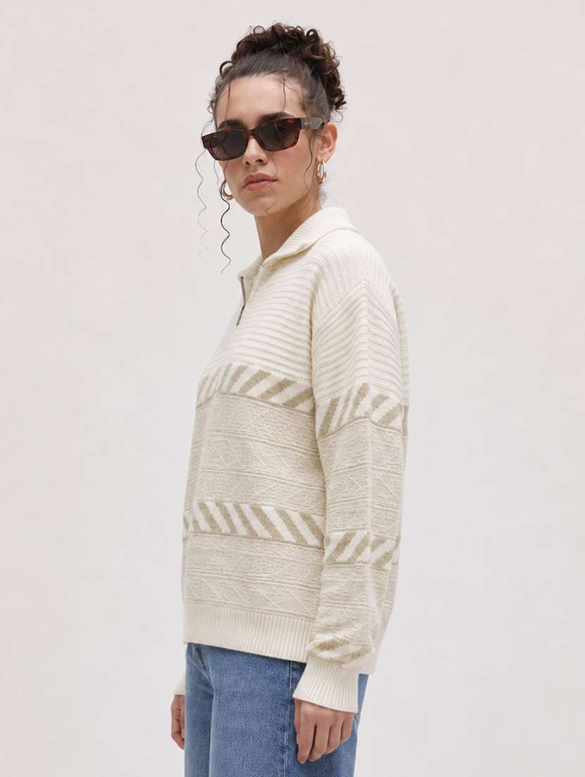 Women Self Design Long Sleeve Pullover - 22701551 -  Standard Image - 2