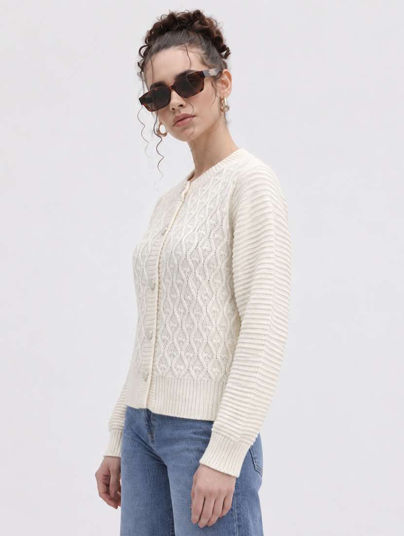 Women Self Design Long Sleeve Cardigan - 22701555 -  Standard Image - 2