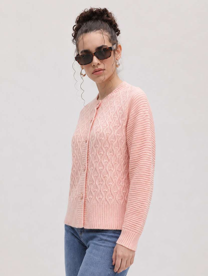 Women Self Design Long Sleeve Cardigan - 22701558 -  Standard Image - 2