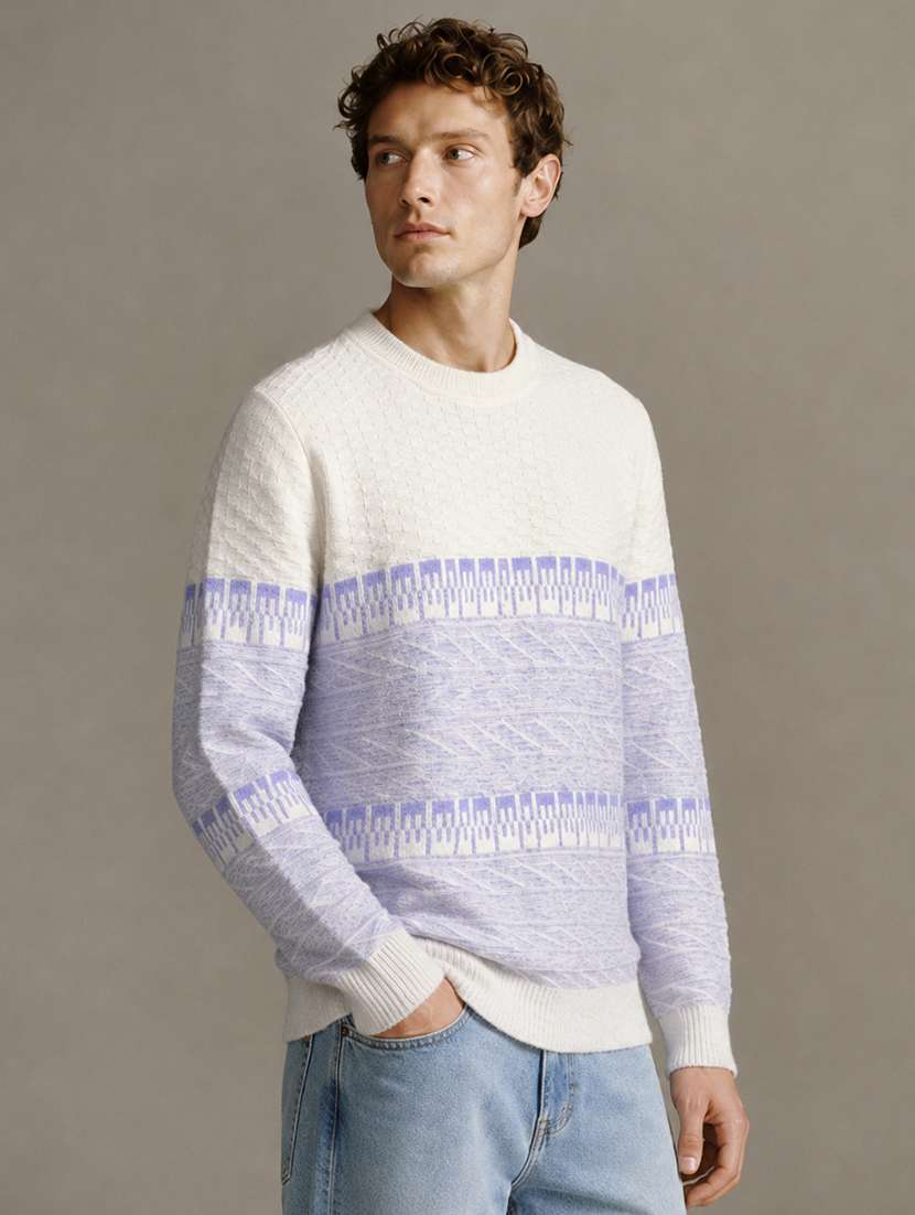Men Self Design Long Sleeve Regular Fit Pullover - 22701568 -  Standard Image - 2