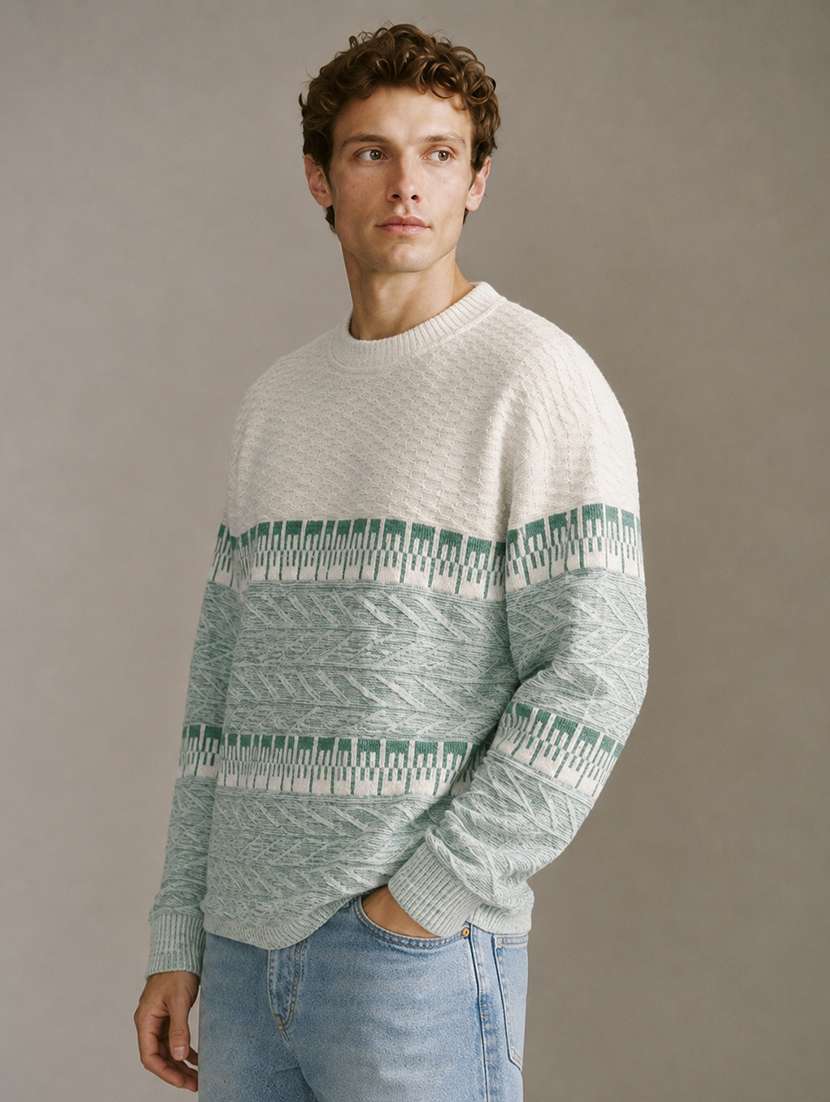 Men Self Design Long Sleeve Regular Fit Pullover - 22701569 -  Standard Image - 2