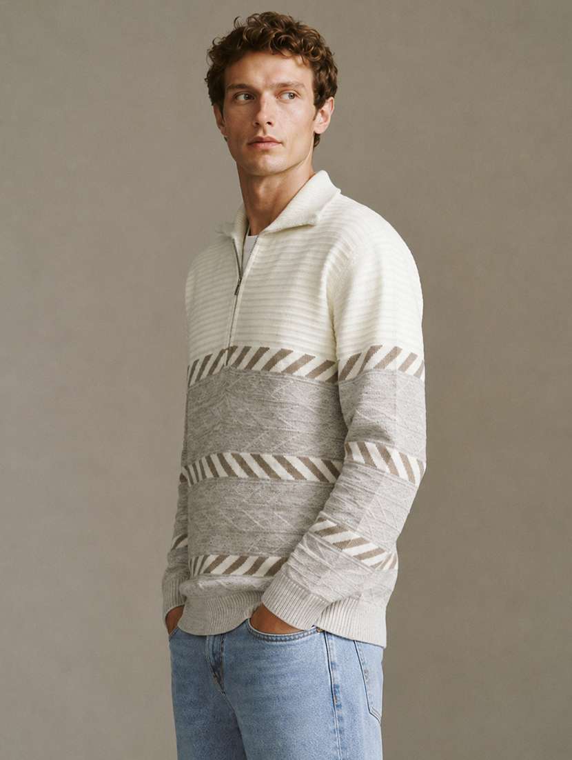 Men Self Design Long Sleeve Regular Fit Pullover - 22701580 -  Standard Image - 2