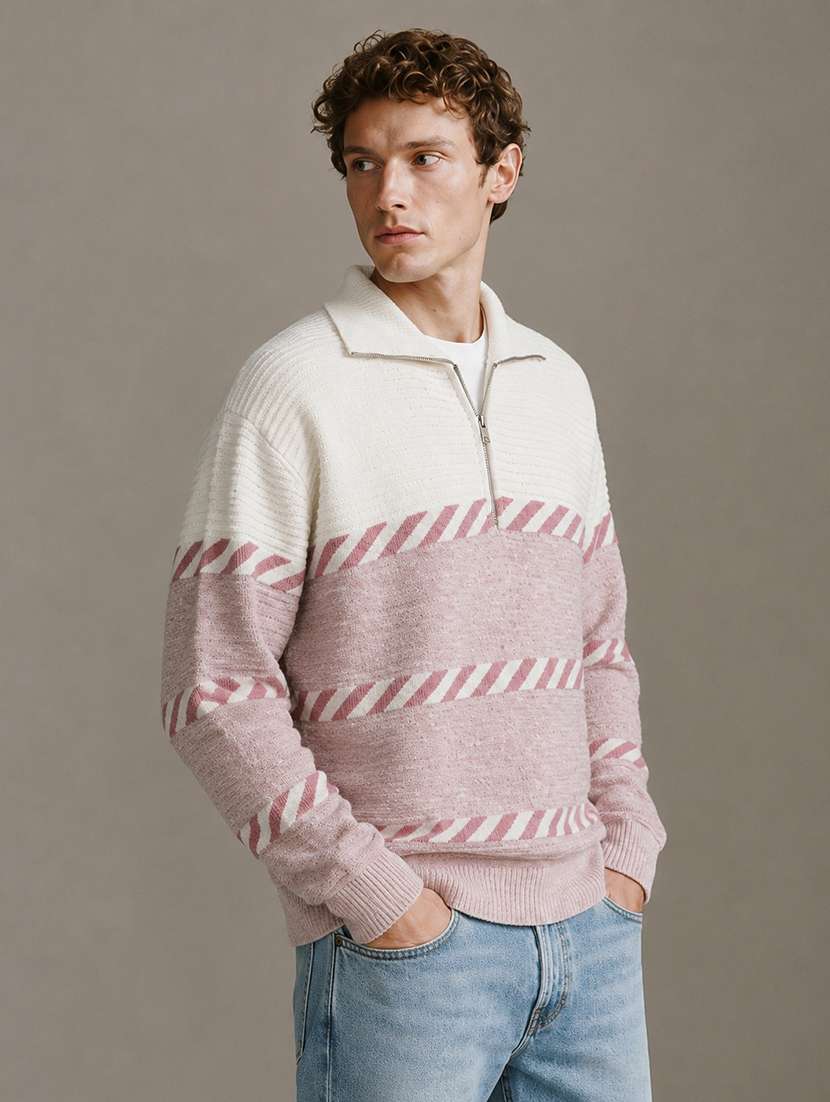 Men Self Design Long Sleeve Regular Fit Pullover - 22701581 -  Standard Image - 2