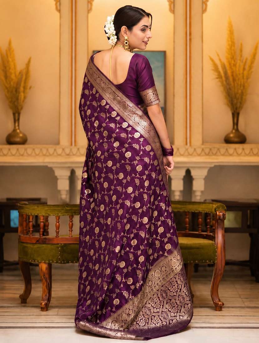 Women Self Design Banarasi Saree With Blouse - 22701725 -  Standard Image - 2