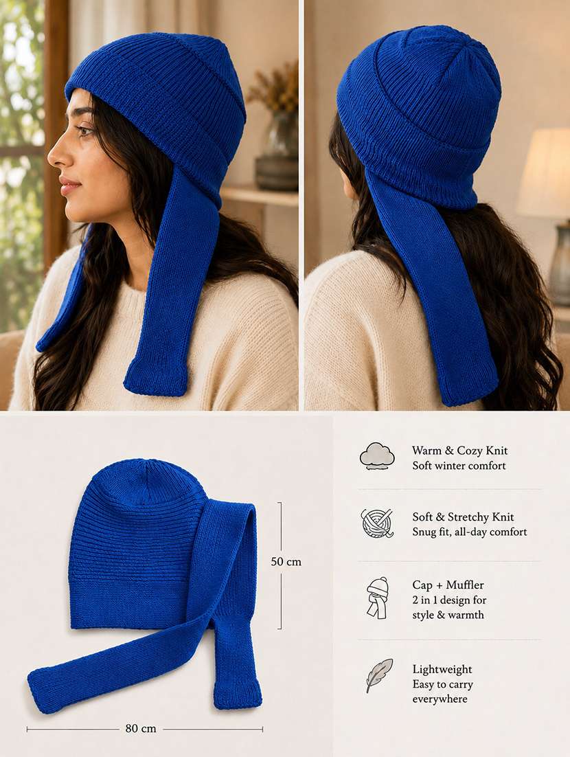 Women Self Design Woollen Winter Cap - 22702007 -  Standard Image - 2