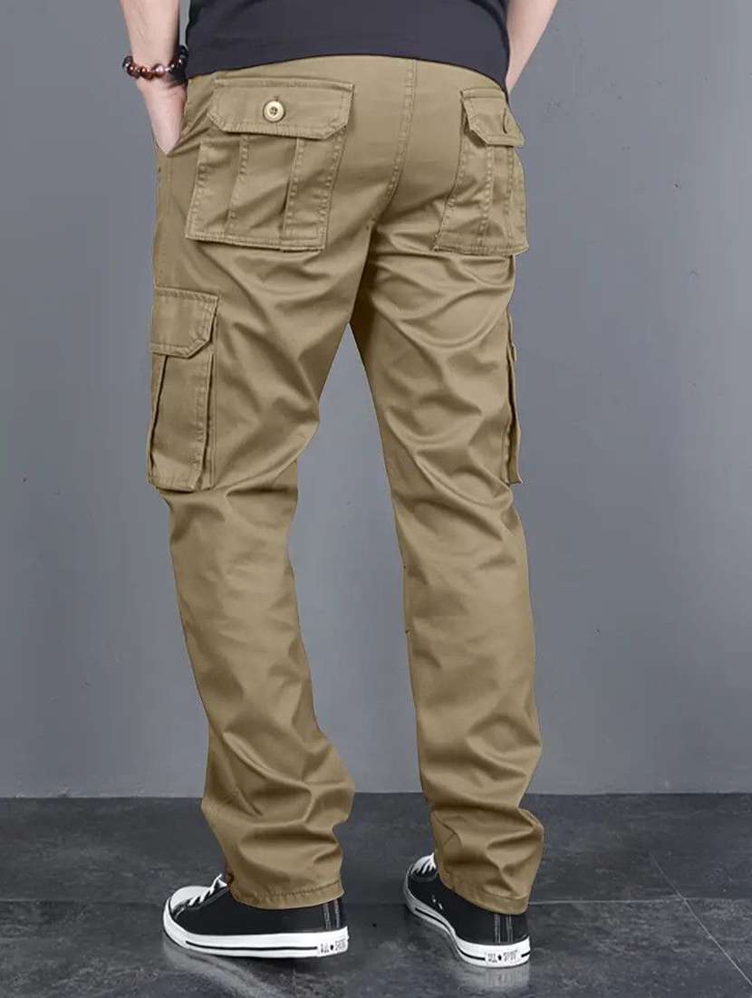Men Solid Mid Rise Loose Fit Cargo - 22702265 -  Standard Image - 2