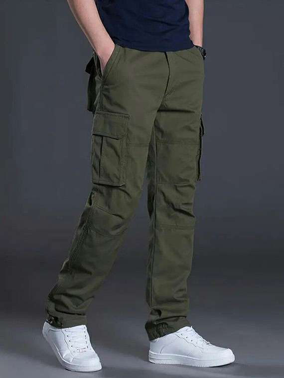 Men Solid Mid Rise Loose Fit Cargo - 22702266 -  Standard Image - 2
