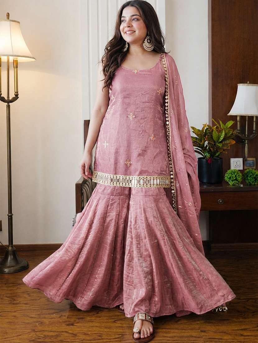 Women Embroidered Sleeveless Kurta Sharara Set With Dupatta - 22702382 -  Standard Image - 2