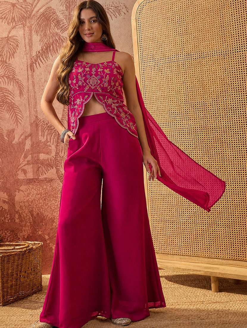 Women Embroidered Sleeveless Fusion Set - 22702386 -  Standard Image - 2