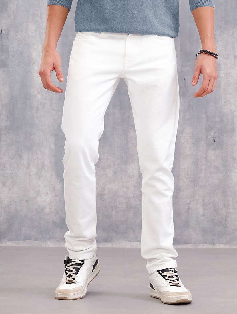 men solid mid rise slim fit jeans
