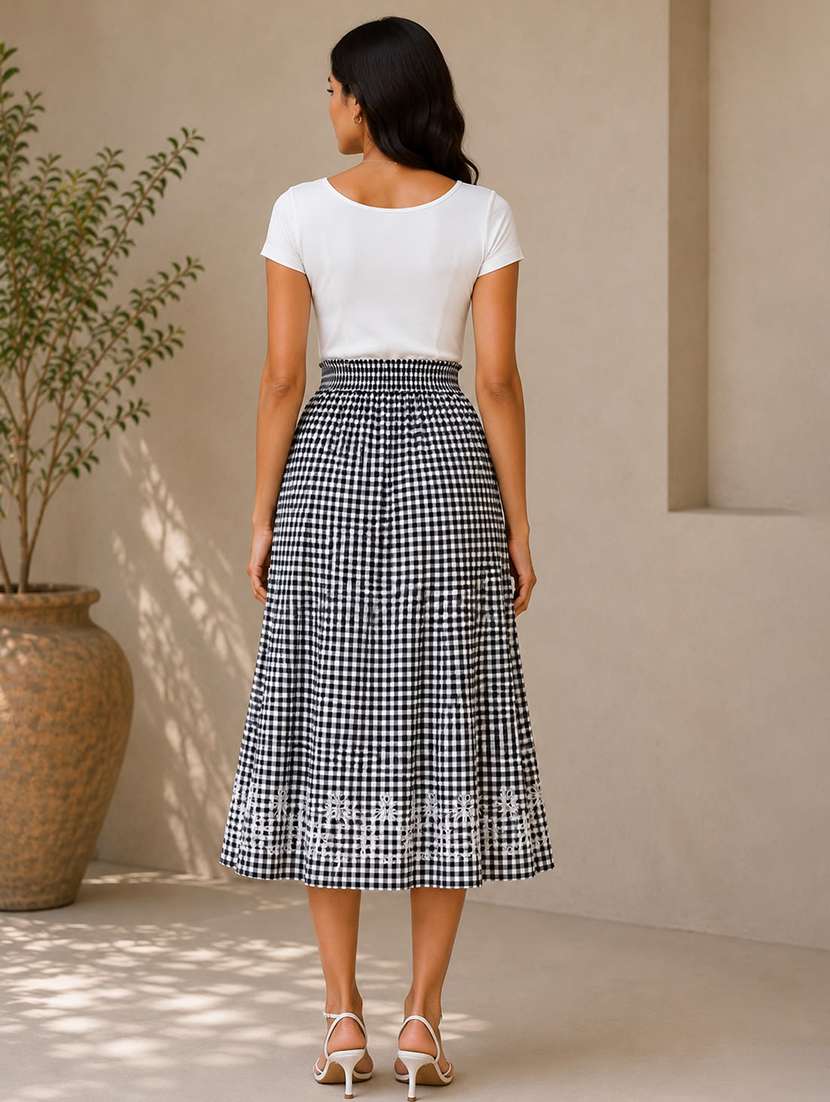 Women Checkered High Rise A-line Skirt - 22702483 -  Standard Image - 2