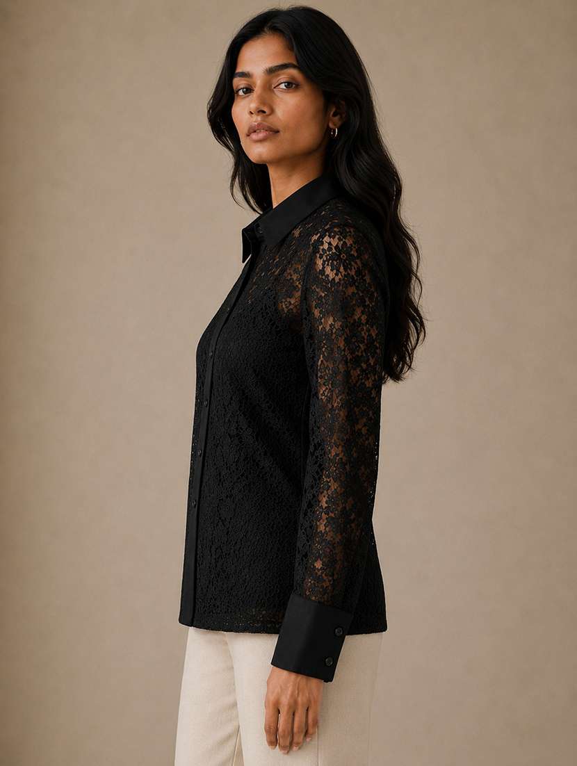 Women Self Design Long Sleeves Regular Shirt - 22702485 -  Standard Image - 2