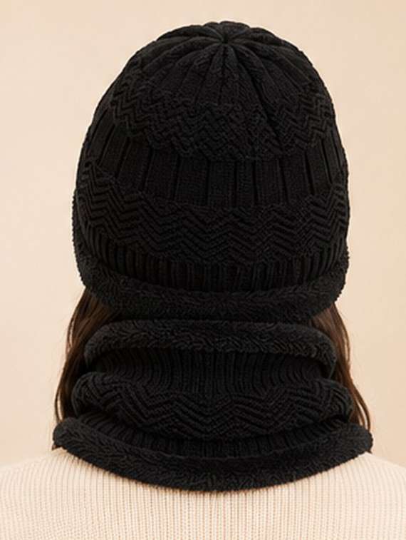 Women Knitted Winter Beanie Cap And A Matching Neck Warmer - 22702587 -  Standard Image - 2