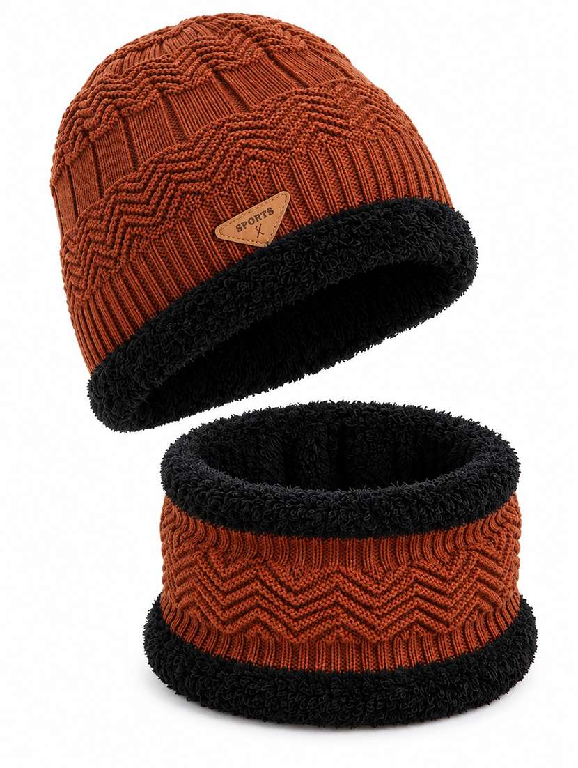 Women Knitted Winter Beanie Cap And A Matching Neck Warmer - 22702593 -  Standard Image - 2