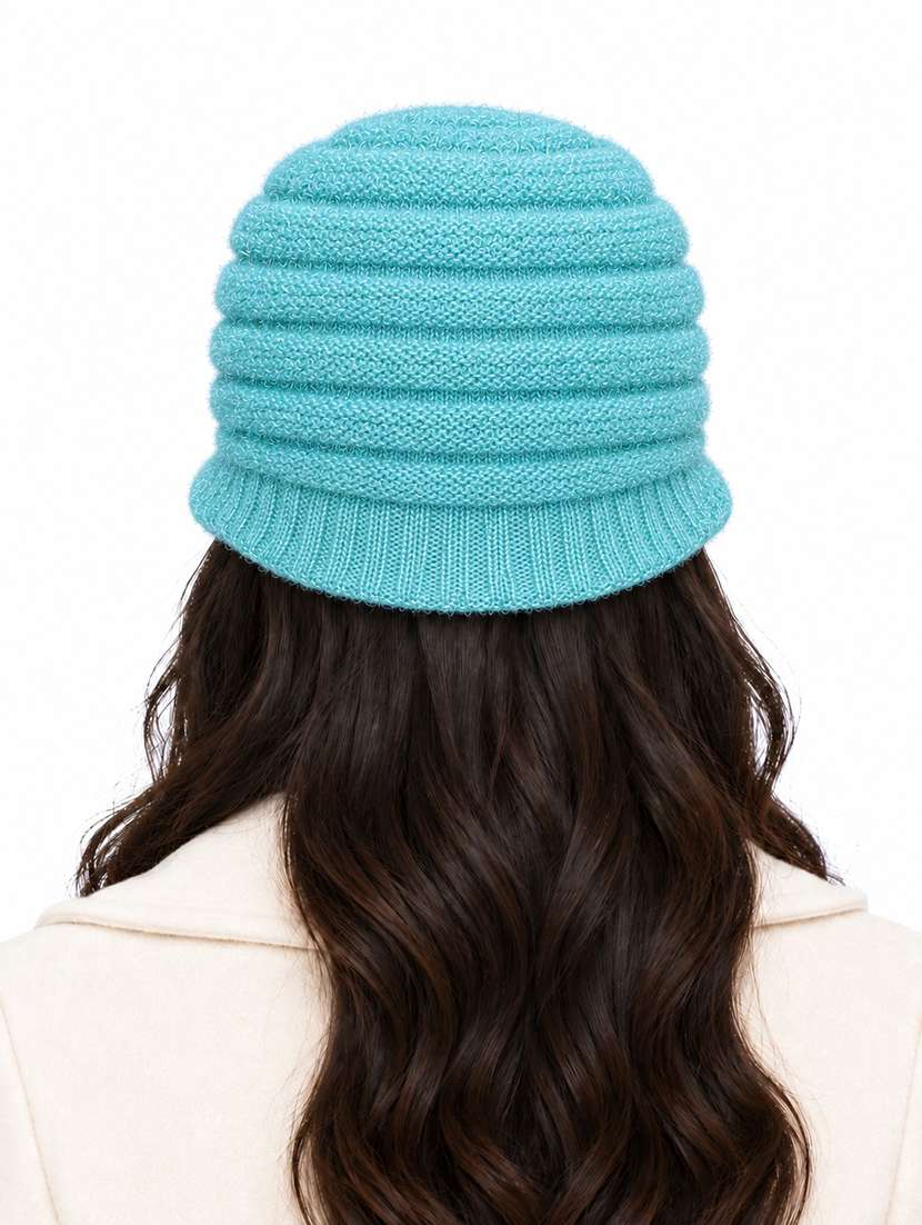 Women Self Design Winter Cap With Knit Brim - 22702598 -  Standard Image - 2