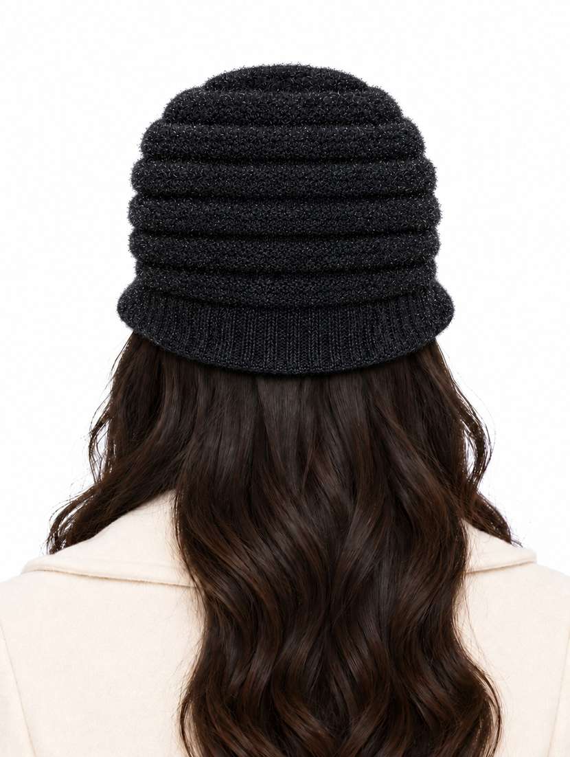 Women Self Design Winter Cap With Knit Brim - 22702599 -  Standard Image - 2