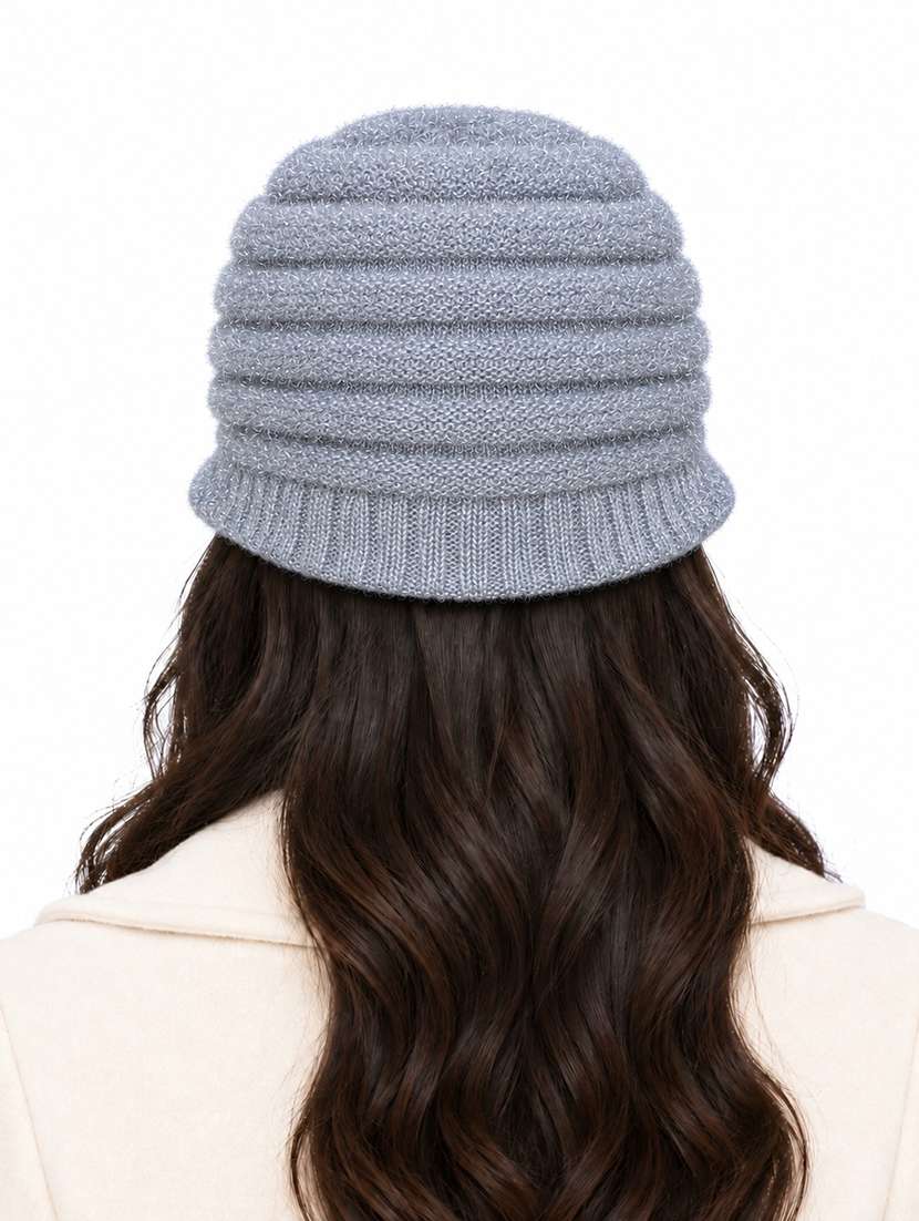 Women Self Design Winter Cap With Knit Brim - 22702600 -  Standard Image - 2