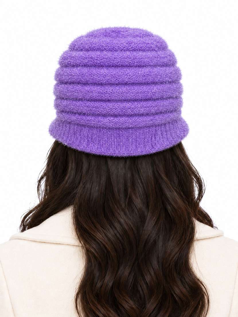 Women Self Design Winter Cap With Knit Brim - 22702601 -  Standard Image - 2