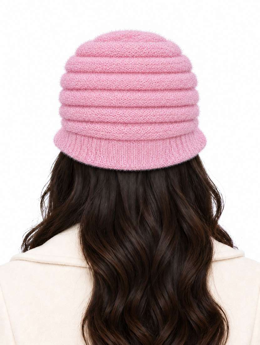 Women Self Design Winter Cap With Knit Brim - 22702602 -  Standard Image - 2