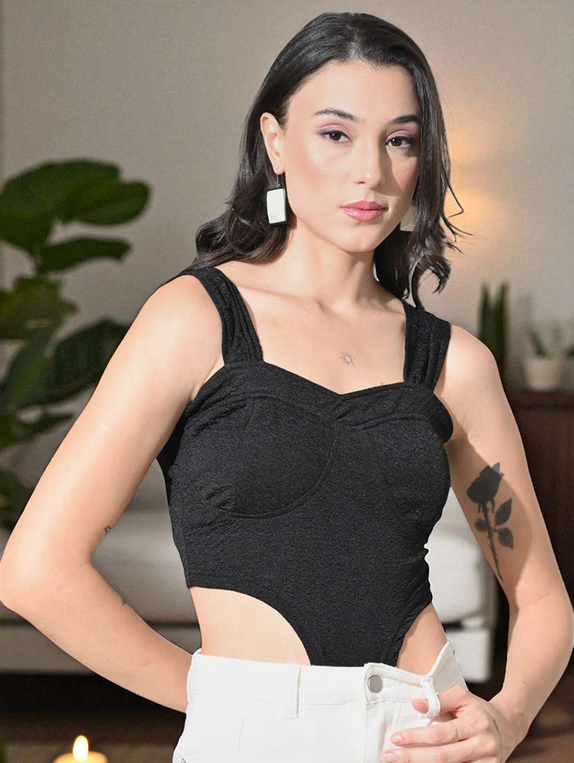 Women Self Design Sleeveless Crop Top - 22702812 -  Standard Image - 2