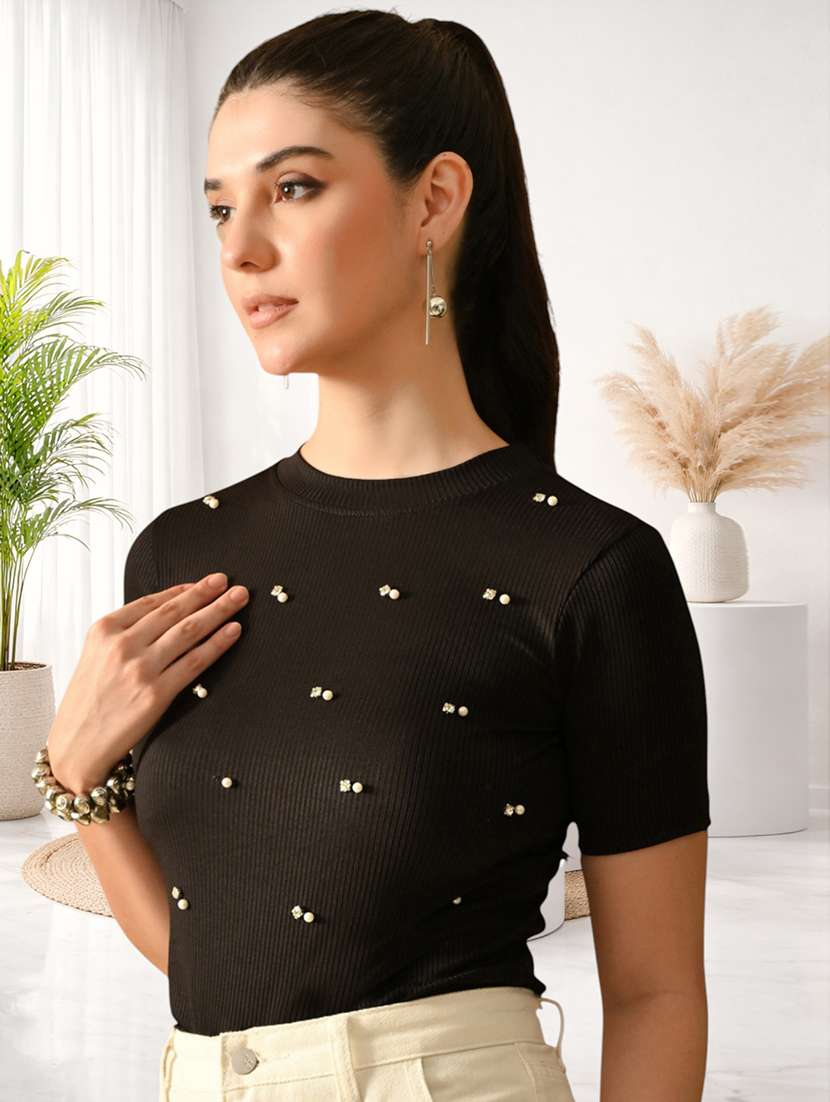 Women Embellished Short Sleeves Regular Top - 22702830 -  Standard Image - 2